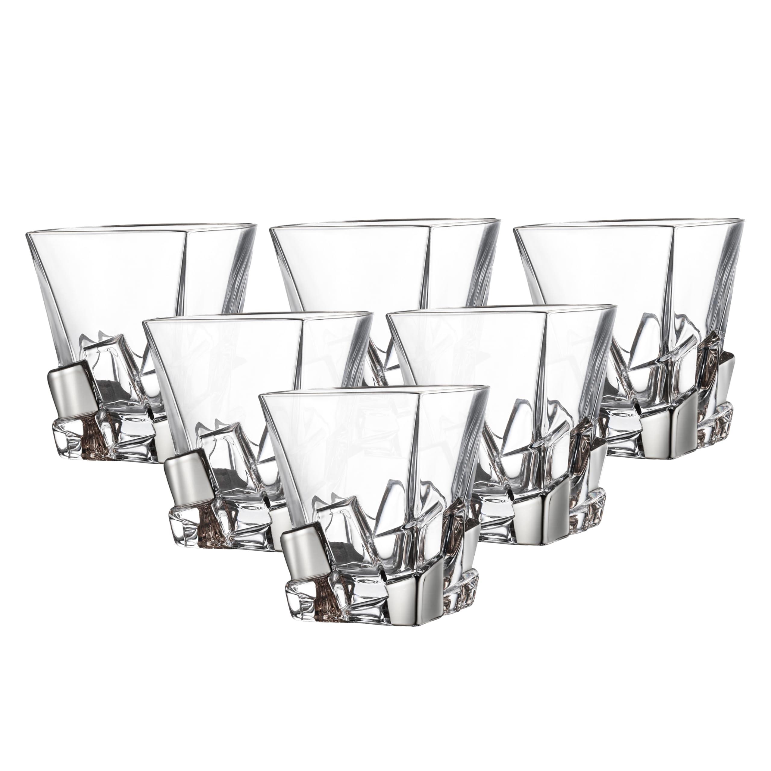 Barski - European Quality Glass - Crystal - Set Of 6 - Square Shaped - Double Old Fashioned Tumblers - Dof - 11.7 Oz. - With Pla